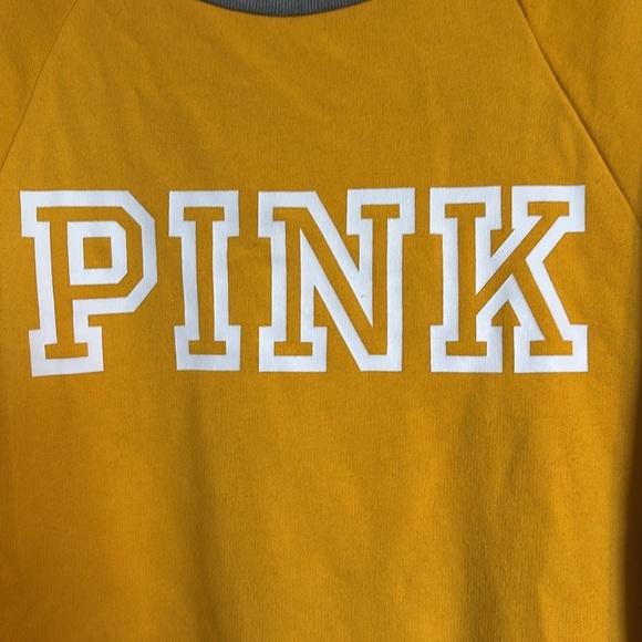 PINK Victoria's Secret women’s yellow and gray oversized sweatshirt size medium - Picture 3 of 9